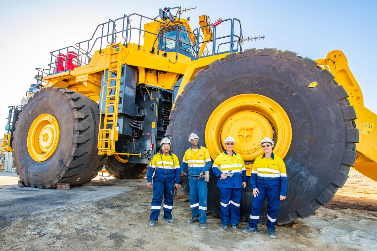 Rössing Uranium Mine showing large mining vehicle and workers